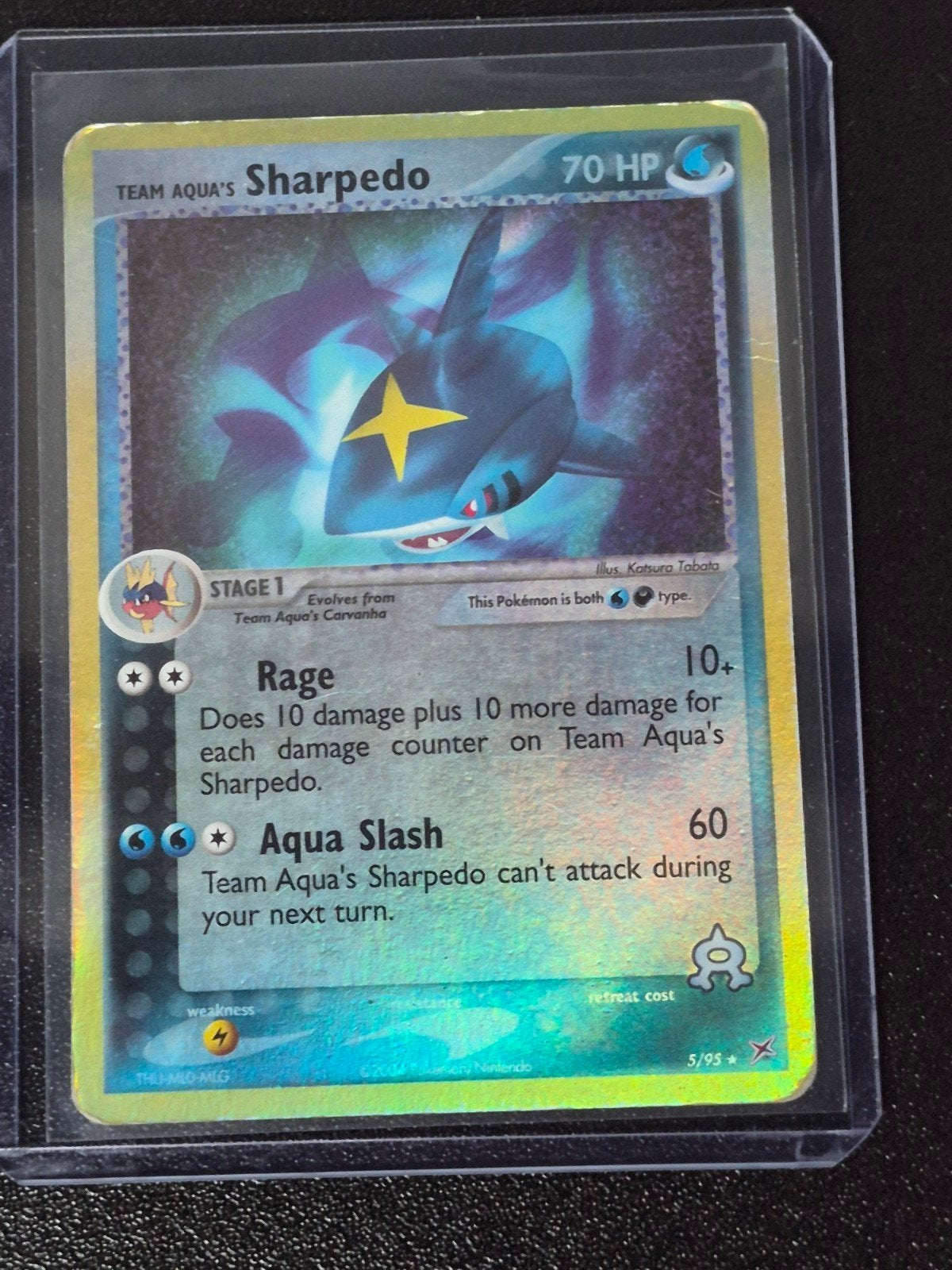 Team Aqua's Sharpedo Holo 5/95 EX Team Magma vs Team Aqua, Ophalen of Verzenden, Zo goed als nieuw, Losse kaart, Foil