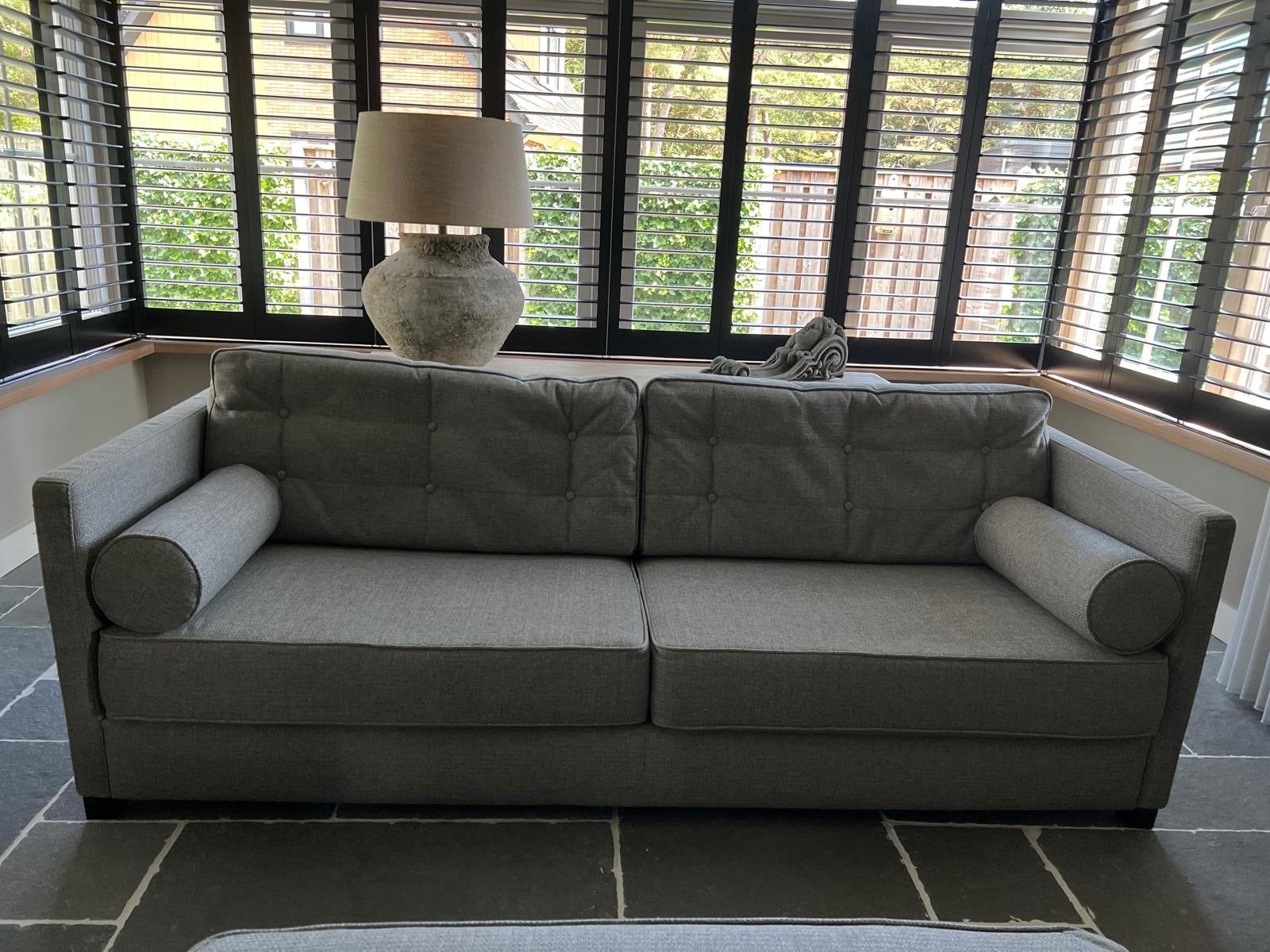 Bocx Metro grijze driezits met 2 poefen en 2 stoelen Bocx, Driepersoons, 75 tot 100 cm, Ophalen of Verzenden, Zo goed als nieuw