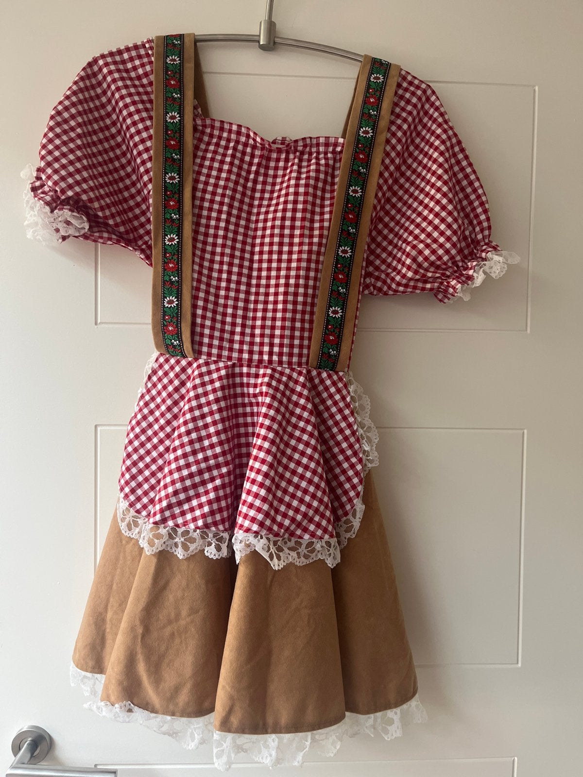 Dirndl jurk rood wit geruit maat 164, Kinderen en Baby's, Ophalen of Verzenden, Zo goed als nieuw, Meisje, Jurk of Rok