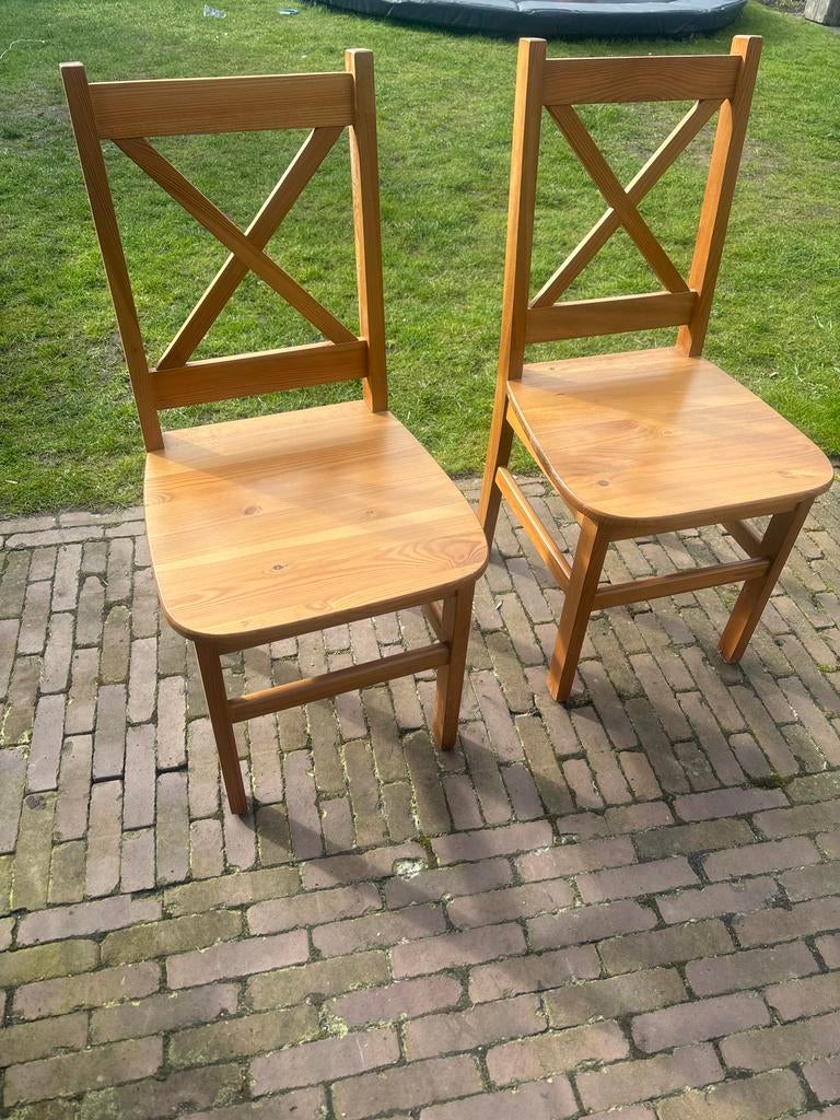 Set van 2 houten stoelen met kruisrug, Ophalen, Gebruikt, Twee, Overige kleuren