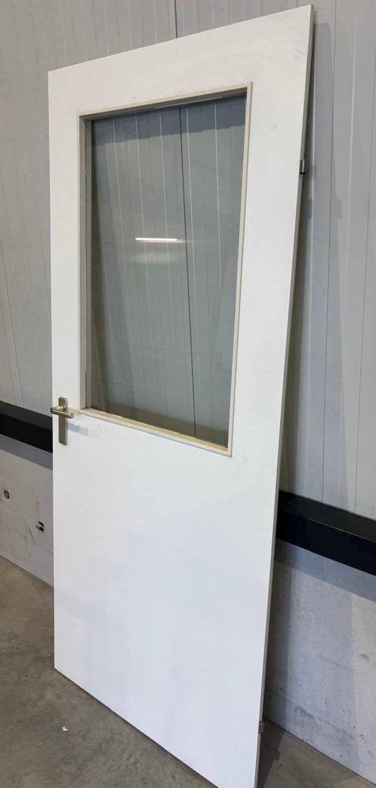 Binnendeur opdek met ruit, rechtsdraaiend, 93x211.5cm, Doe-het-zelf en Verbouw, Deuren en Horren, Ophalen, Gebruikt, 80 tot 100 cm