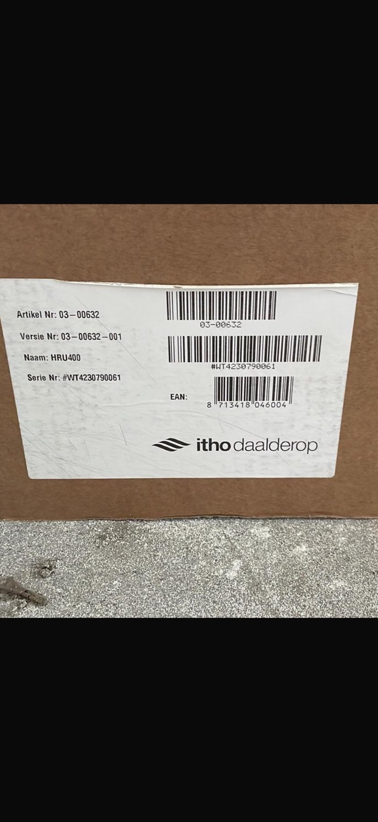 Itho Daalderop HRU 400 WTW-unit nieuw originele verpakking, Doe-het-zelf en Verbouw, Ventilatie en Afzuiging, Ophalen of Verzenden