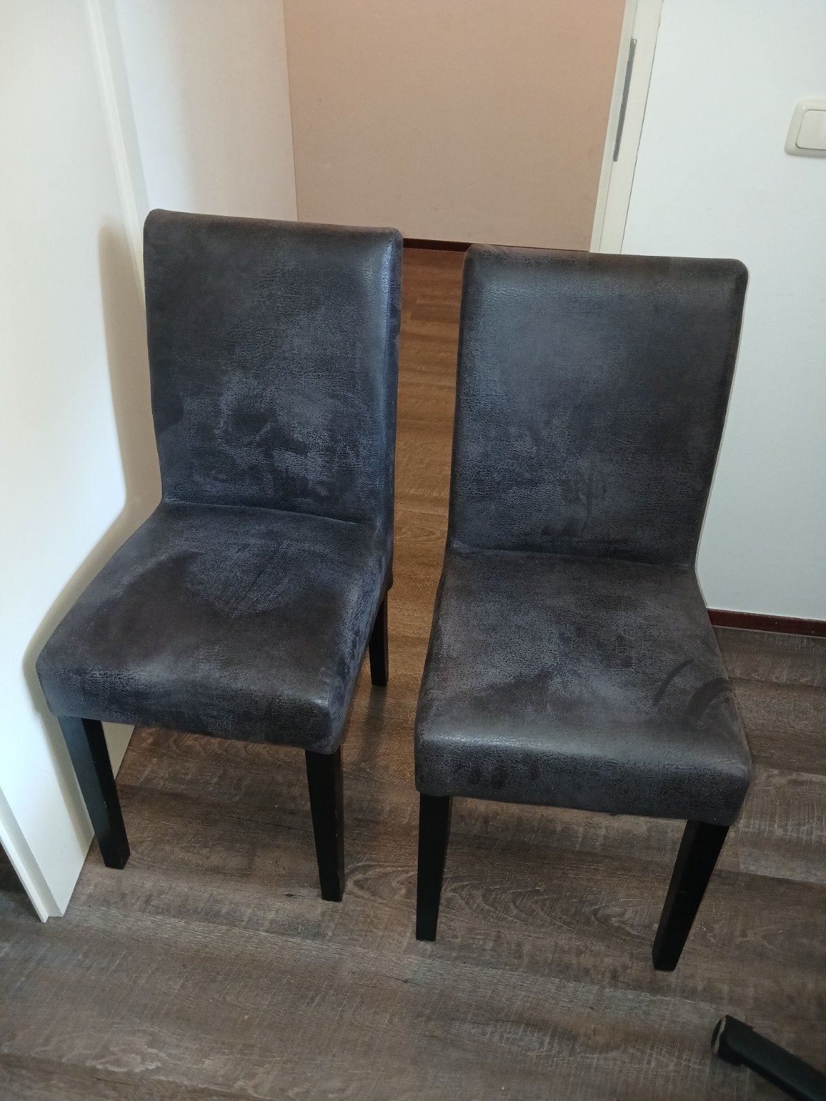 Set van 2 donkergrijze eetkamerstoelen, Ophalen, Gebruikt, Twee, Modern