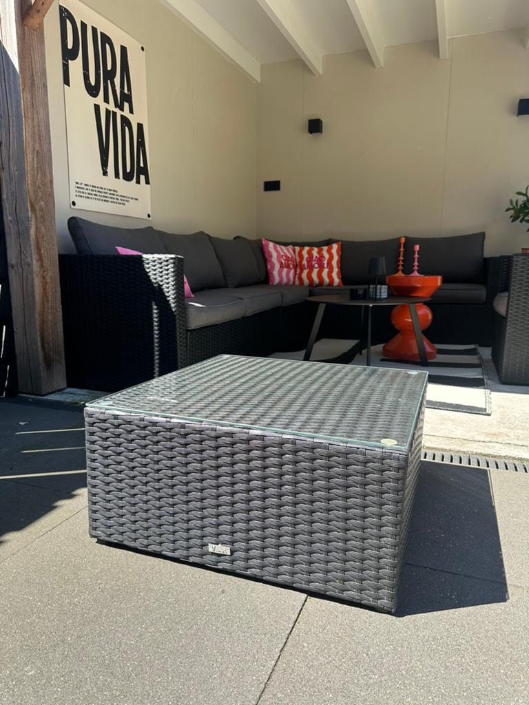 Gio hocker te koop met glasplaat, Tuin en Terras, Tuinmeubel-accessoires, Ophalen, Gebruikt