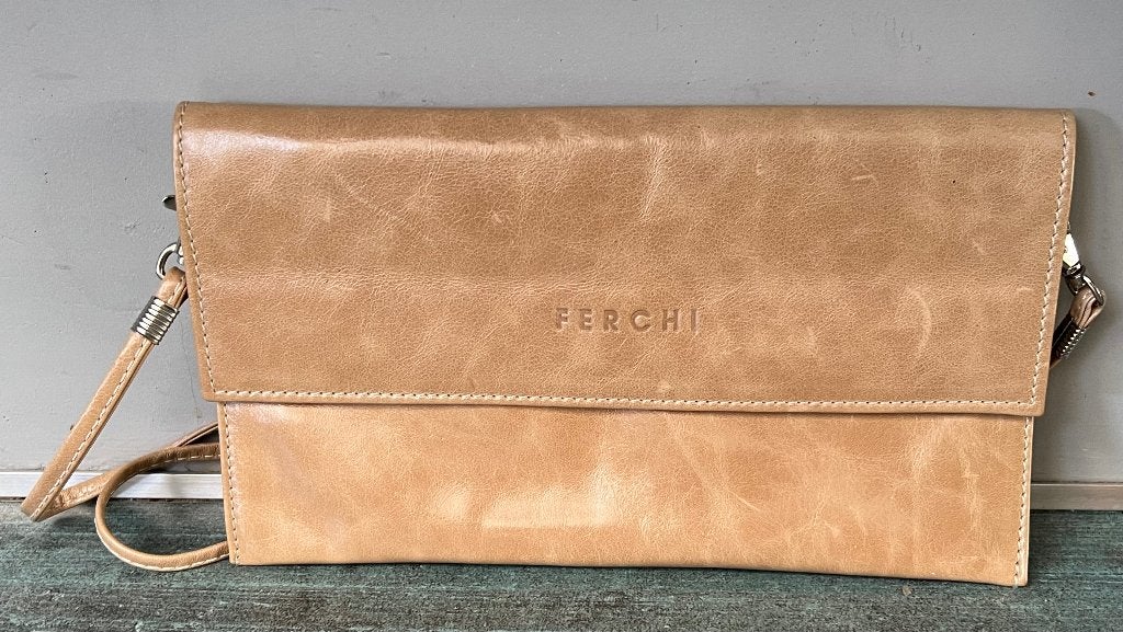 Ferchi. Leren schoudertasje., Ophalen of Verzenden, Overige kleuren, Leer