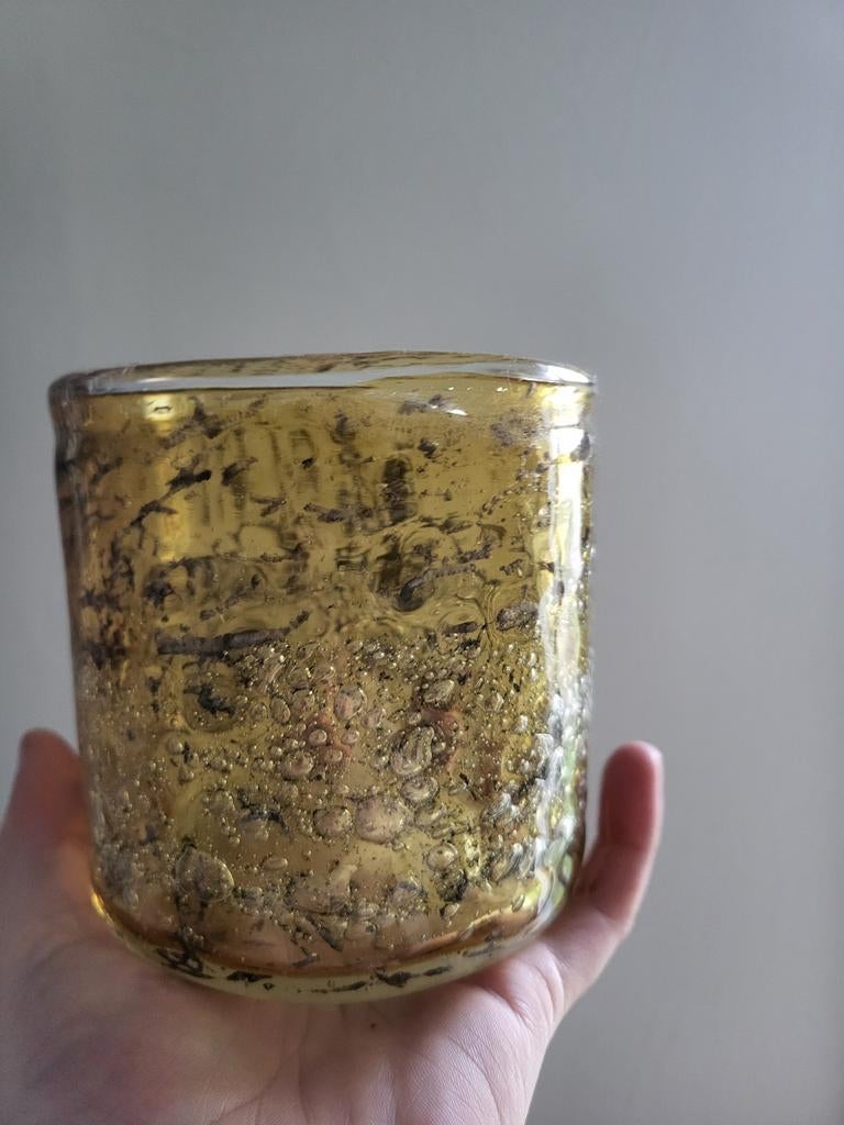 Decoratief glas - Goudkleurig met bubbels, Ophalen of Verzenden, Zo goed als nieuw, Glas, Goud