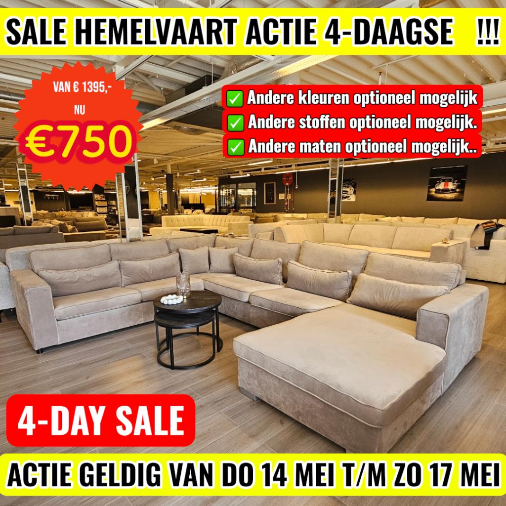 XXL Hoekbank Velvet Taupe Hemelvaart Lounge SALE Super Actie, Huis en Inrichting, Banken | Bankstellen, Hoekbank, Ophalen of Verzenden