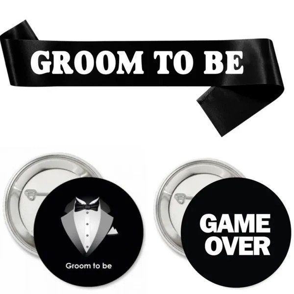 Groom to Be en Team Groom set 21-delig, Kleding | Heren, Trouwkleding en Trouwaccessoires, Zwart, Nieuw, Ophalen of Verzenden