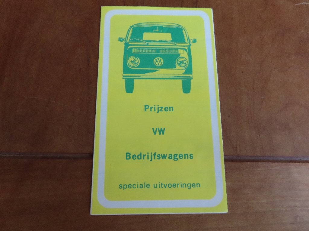 Prijslijst Volkswagen Transporter speciale uitvoeringen 1973, Volkswagen, Ophalen of Verzenden, Zo goed als nieuw, Volkswagen