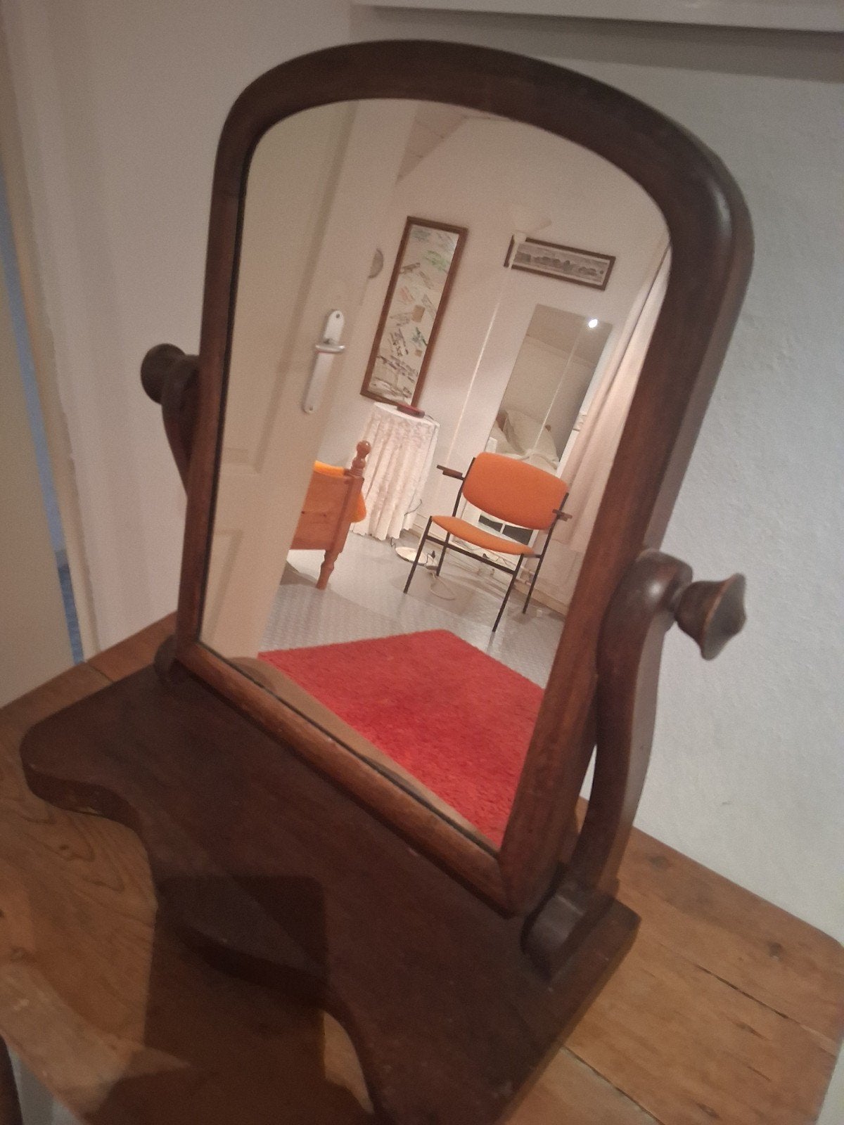 Antieke houten kaptafel spiegel, Antiek en Kunst, Antiek | Spiegels, Ophalen