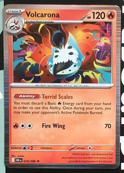 Pokemon - Volcarona (BLK 016) - Holo rare.., Ophalen of Verzenden, Nieuw, Losse kaart, Foil