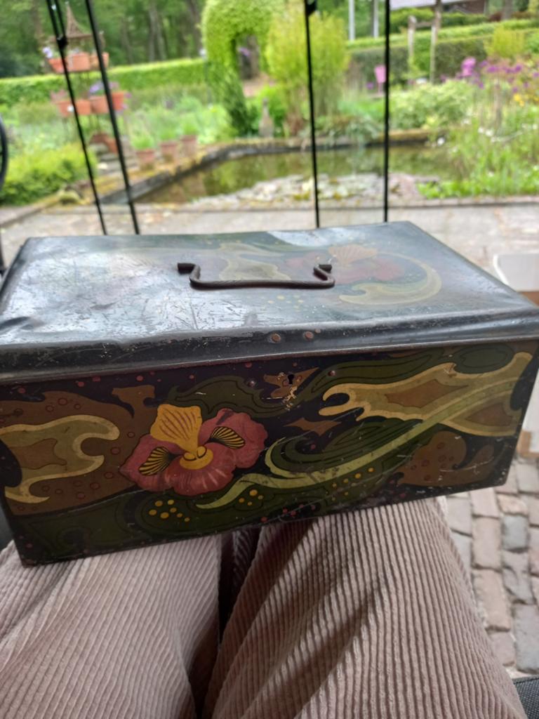 Brocante trommel blik jugendstil  pepermunt antiek, Verzamelen, Blikken, Ophalen of Verzenden, Gebruikt, Overige