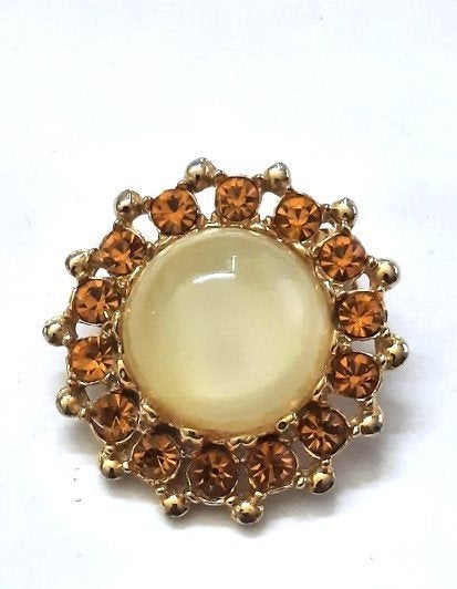 Schitterende vintage stijl broche Cabochon en Oranje strass, Ophalen, Overige materialen, Nieuw, Oranje
