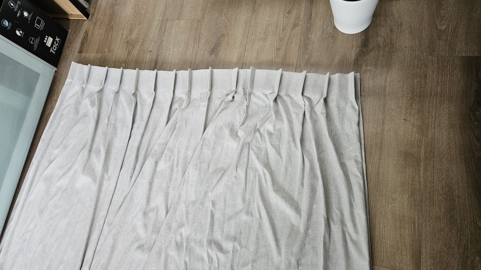 Vier Veneta gordijnen lichtgrijs enkele plooi B 145 x L 233, Ophalen, Overige merken, 145 cm, Grijs