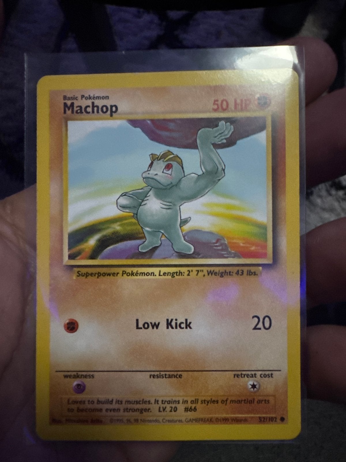 Pokémon Kaart Machop 50 HP - Basis Pokémon, Hobby en Vrije tijd, Verzamelkaartspellen | Pokémon, Ophalen of Verzenden, Gebruikt