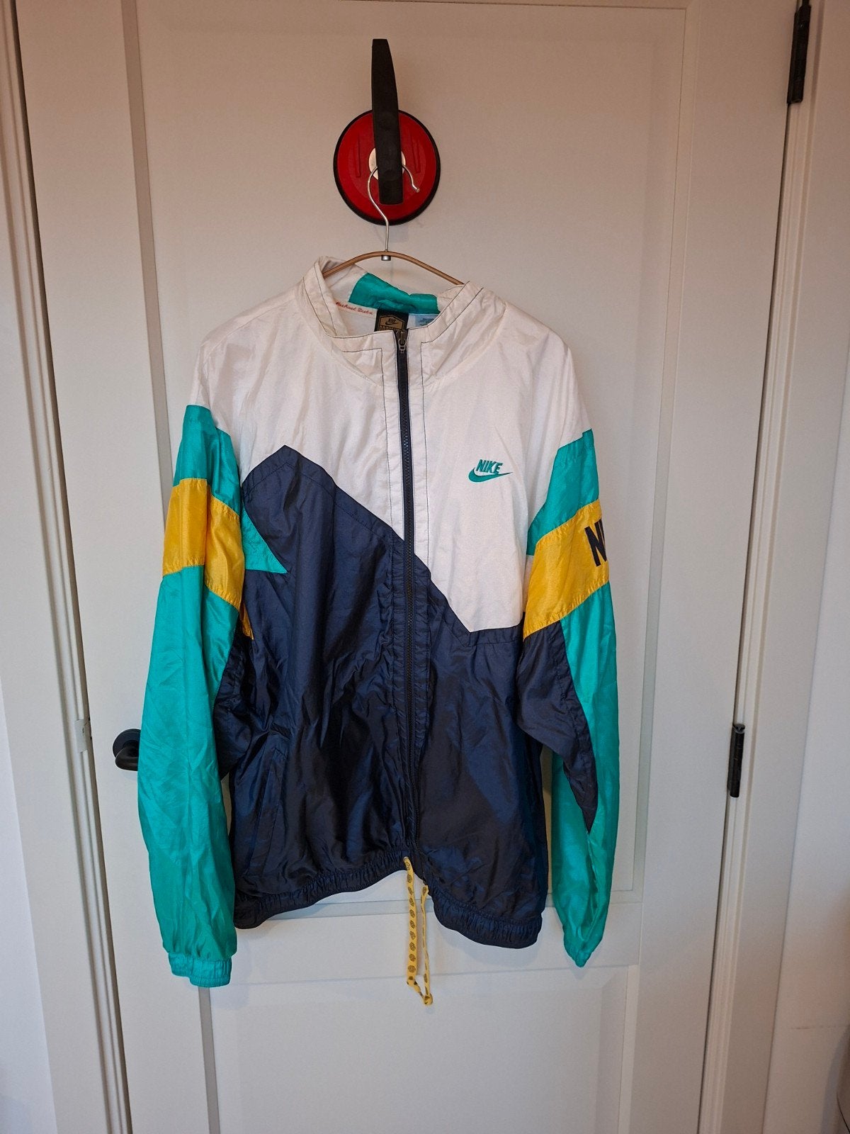 Vintage Nike Premier Windjack Michael Dietz Maat XL 90 s, Nike, Maat 56/58 (XL), Gedragen, Meerkleurig