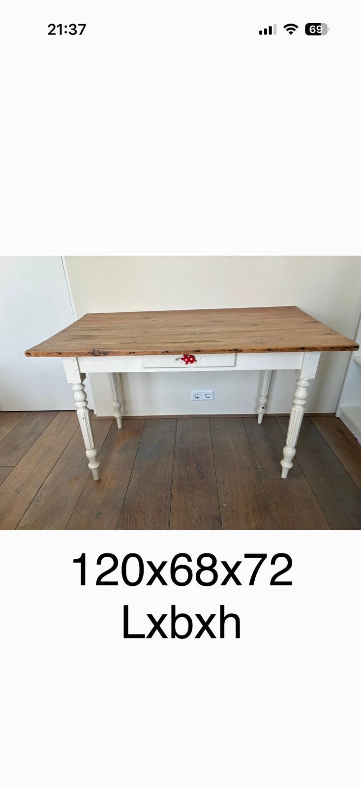 Brocante tafel, Ophalen, Gebruikt, 100 tot 150 cm, 50 tot 100 cm