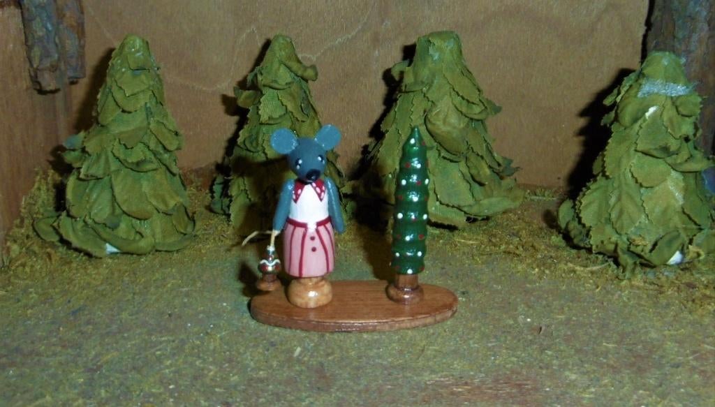 oud houten muisje kerstboom poppenhuis winkel speelgoed muis, Verzenden