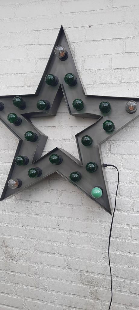 Grote metalen ster met lampjes - Marquee Star, Ophalen of Verzenden, Nieuw, Industrieel, Vintage, Marquee