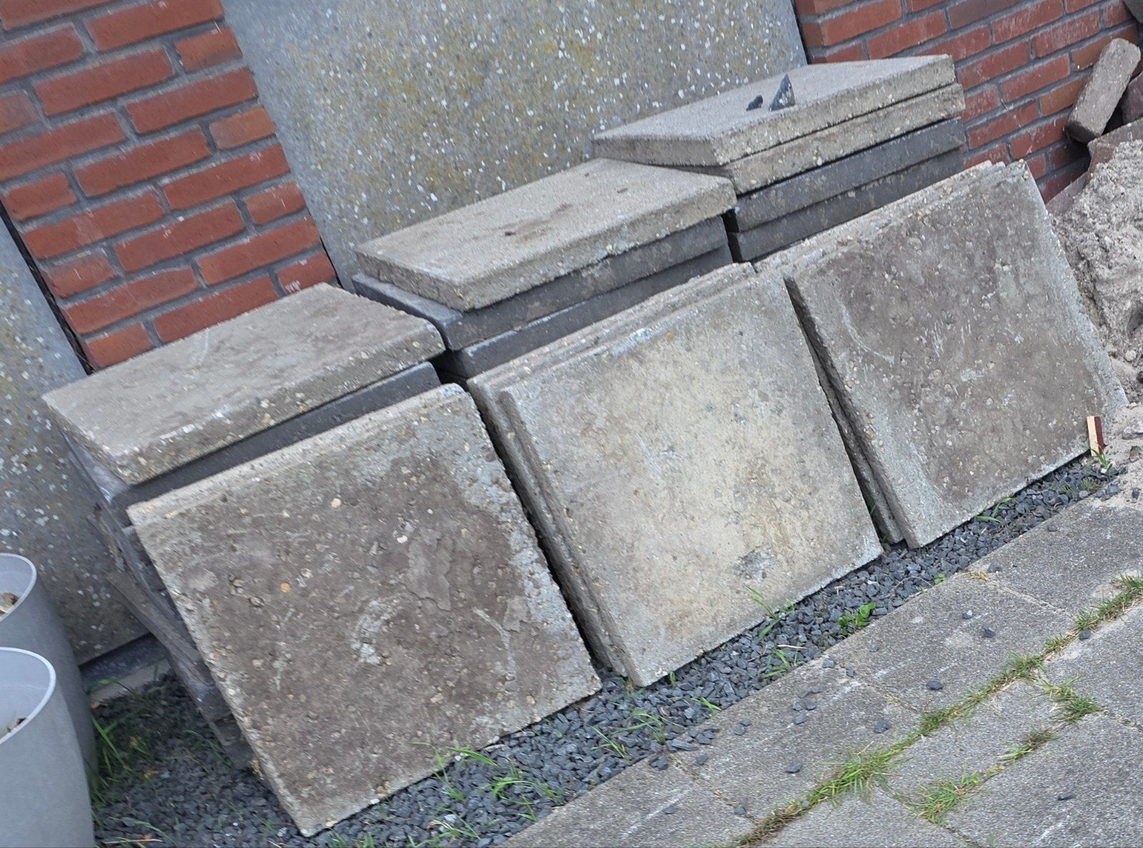 Betonklinkers en terrastegels (ca. 47m2), Tuin en Terras, Tegels en Klinkers, Ophalen, Gebruikt, Klinkers, 10 m² of meer