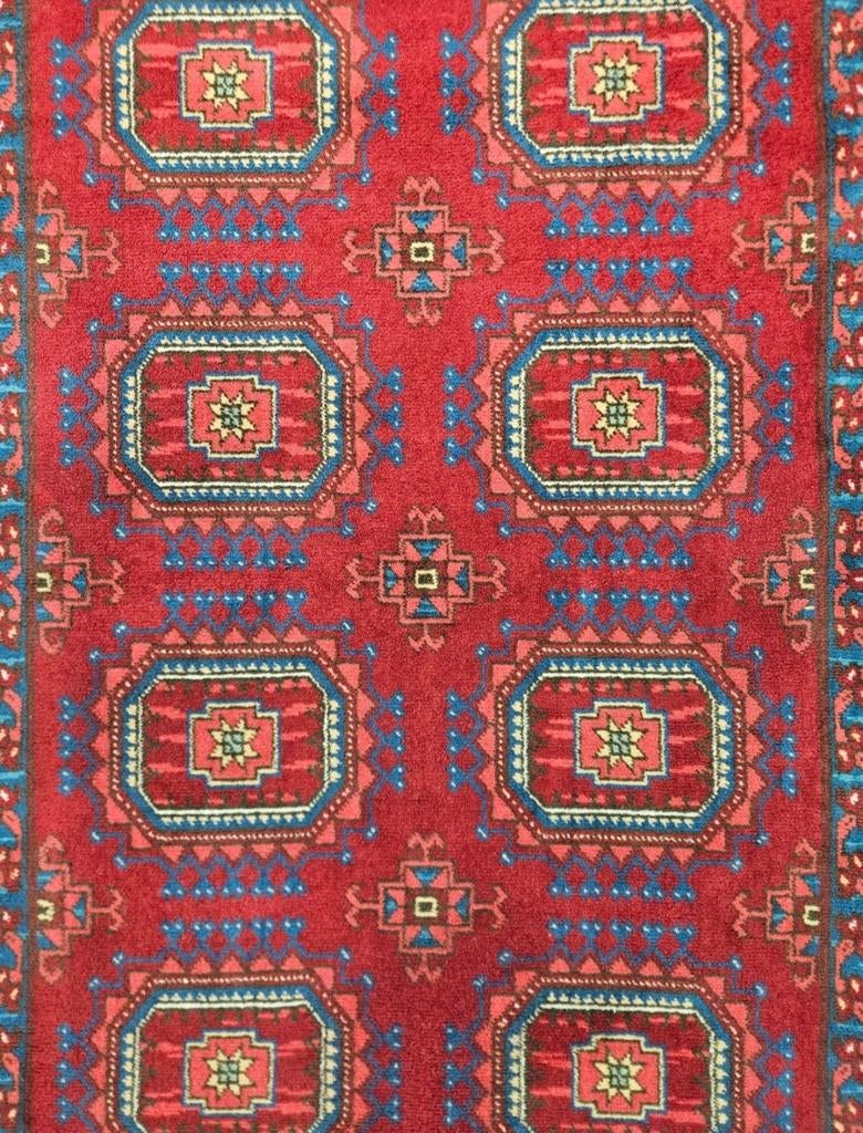Vintage oosters wol Bouchara vloerkleed rood 135x200cm, 100 tot 150 cm, Ophalen of Verzenden, Zo goed als nieuw, Onbekend