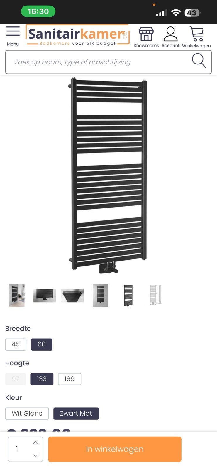 Mat zwarte radiator met kraan, Ophalen, Radiator, Minder dan 60 cm, Zo goed als nieuw