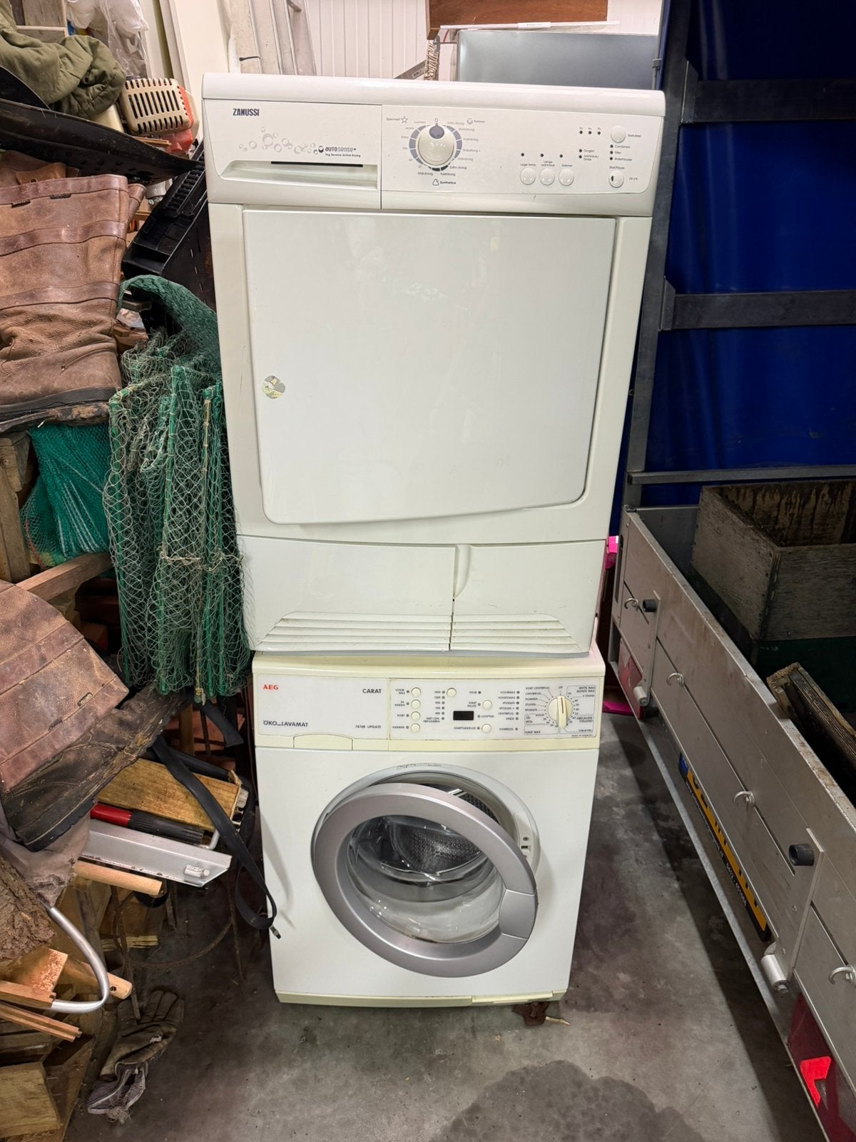 Wasmachine en condens wasdroger, Ophalen, Zo goed als nieuw, 85 tot 90 cm, 1200 tot 1600 toeren