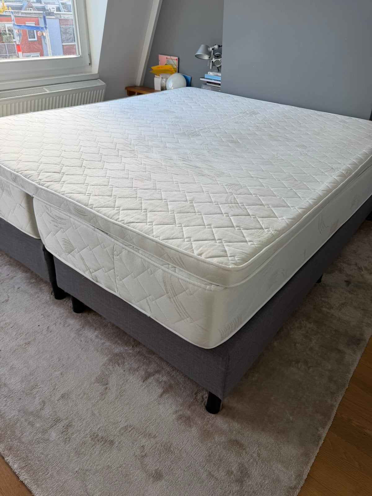 Hotel box spring met topper 180x210, Bruin, 210 cm, Tweepersoons, Ophalen of Verzenden