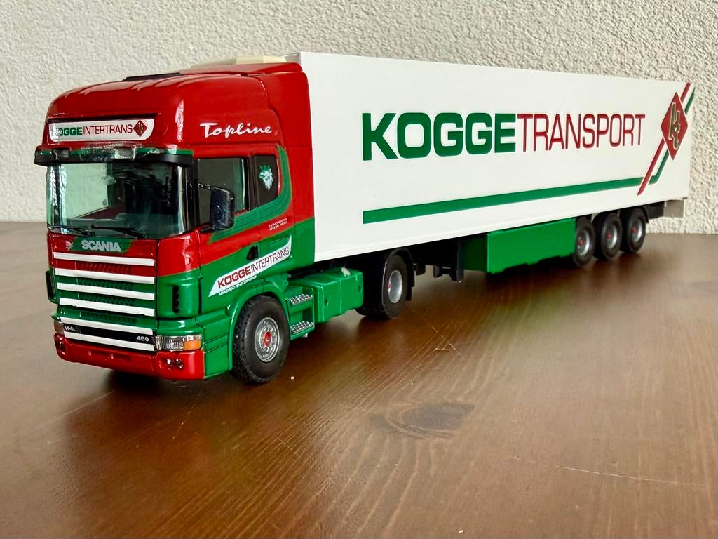 Tekno Kogge Transport/Intertrans, Scania 144L,460 EIGENBOUW, Hobby en Vrije tijd, Modelauto's | 1:50, Zo goed als nieuw, Bus of Vrachtwagen