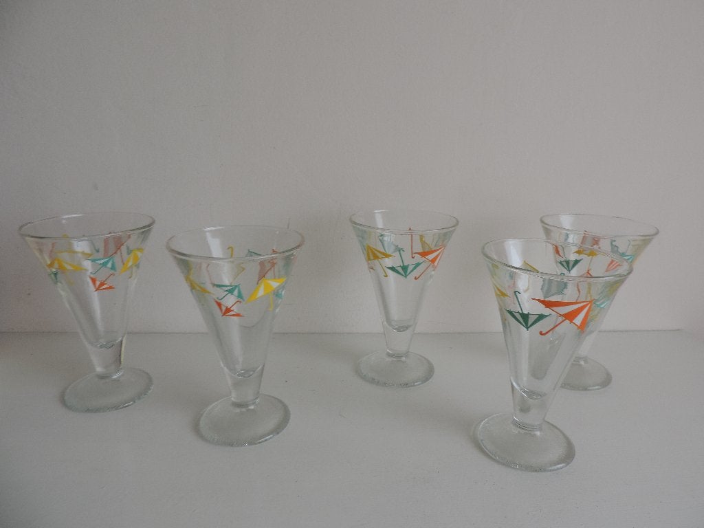 5 vintage ijscoupes, Huis en Inrichting, Keuken | Servies, Ophalen of Verzenden, Glas, Overige stijlen, Overige typen