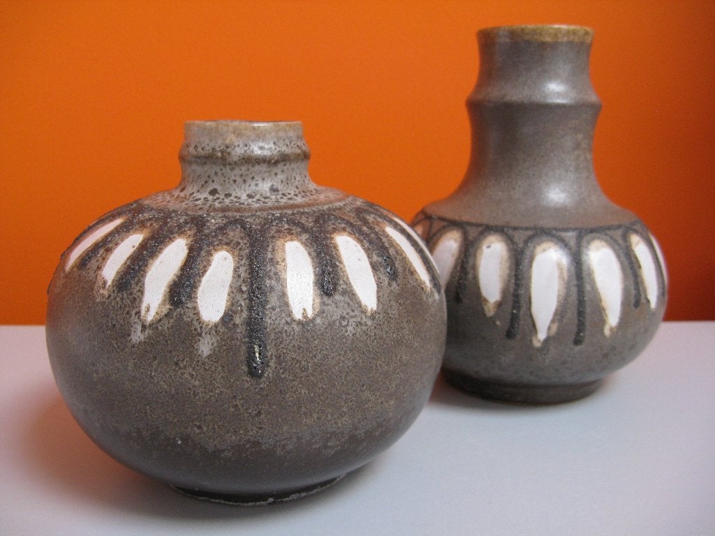 set retro vintage keramiek vazen Strehla Germany GDR 70s, Verzenden