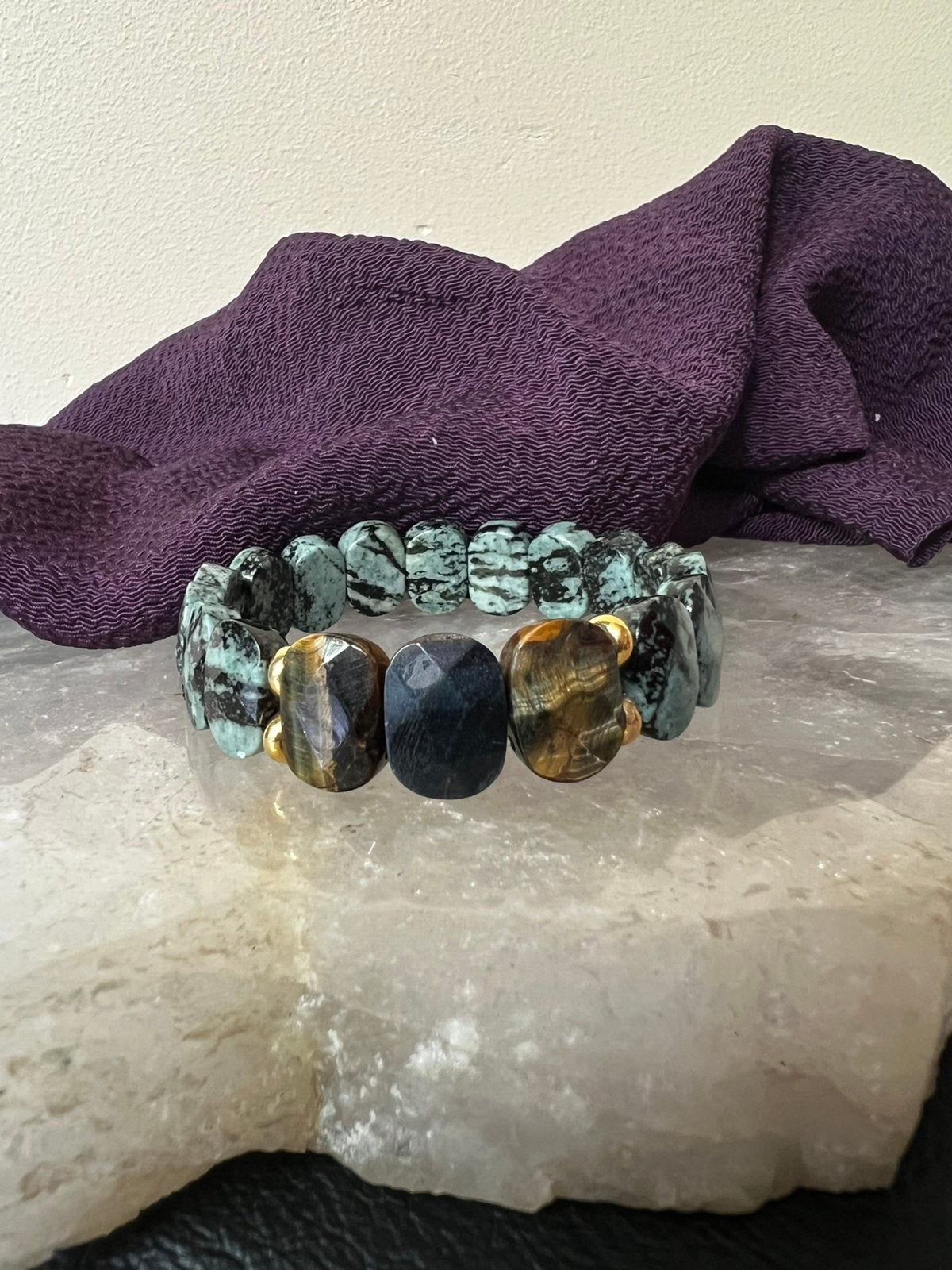 Jaspis slangenhuid valkenoog zilver beschermt aura, Met bedels of kralen, Magnolia11, Nieuw, Ophalen of Verzenden