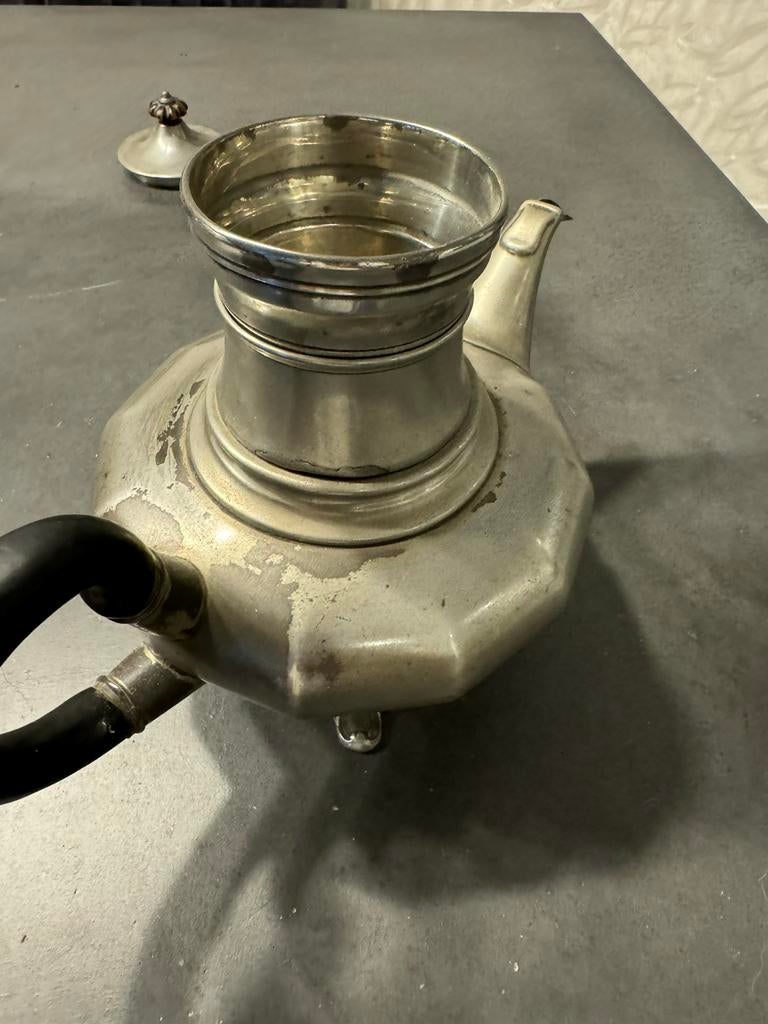 Tinnen theepot met toebehoren., Ophalen of Verzenden