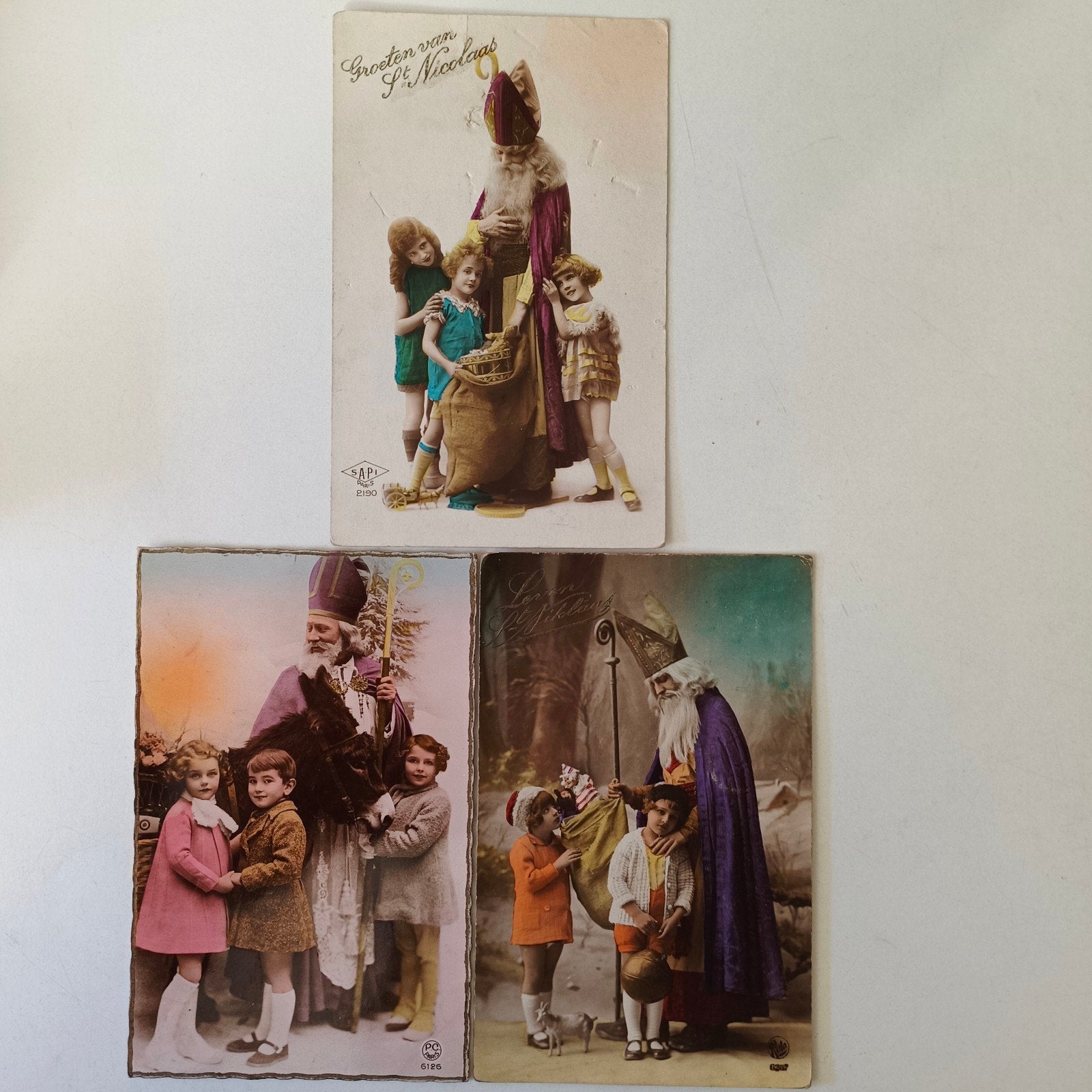 Oude set Sinterklaas/ Sint Nicolaas kaarten, Ophalen of Verzenden, Voor 1940, Gebruikt, Foto