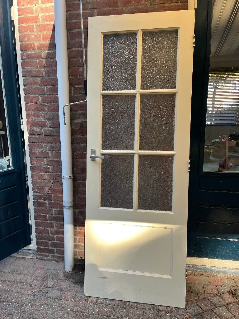 Klassieke binnendeur met glas, Ophalen, Gebruikt, Minder dan 80 cm, Binnendeur