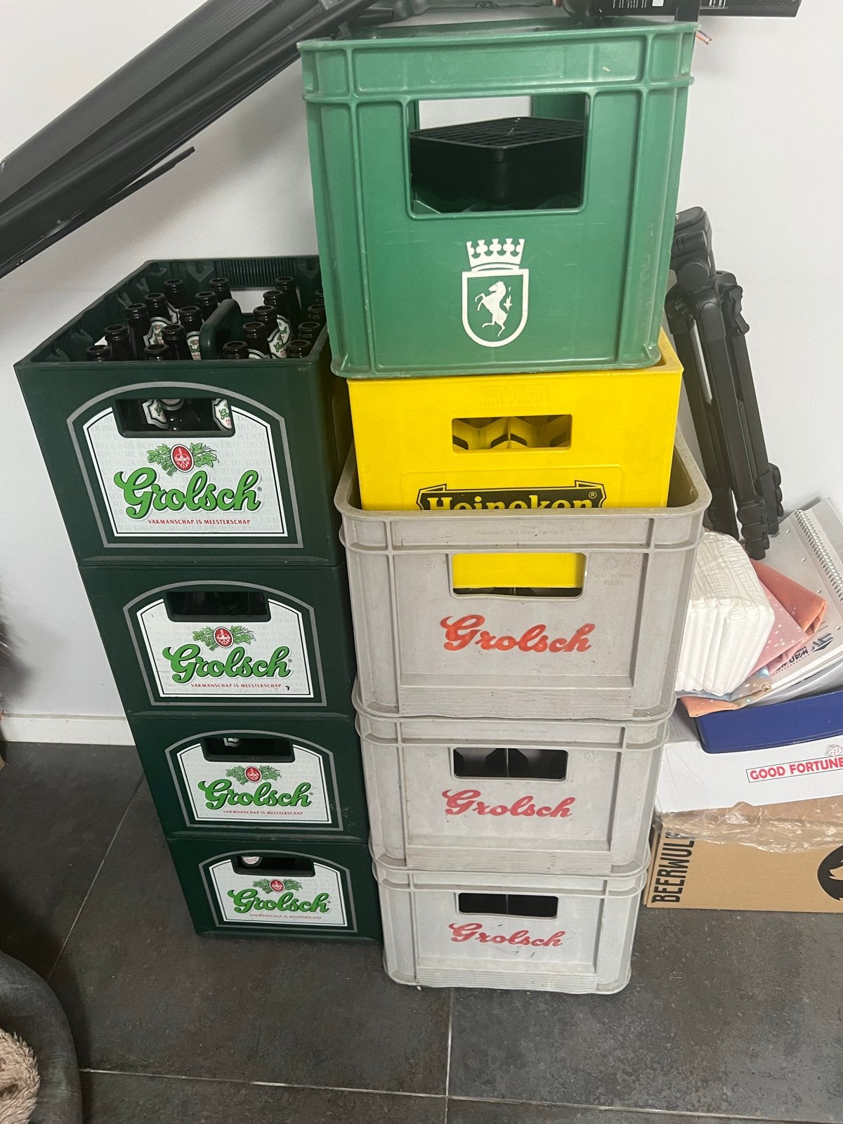 Bierkratten: Grolsch, Heineken, Hengelo - Diverse Collectie, Ophalen, Gebruikt, Overige typen, Grolsch