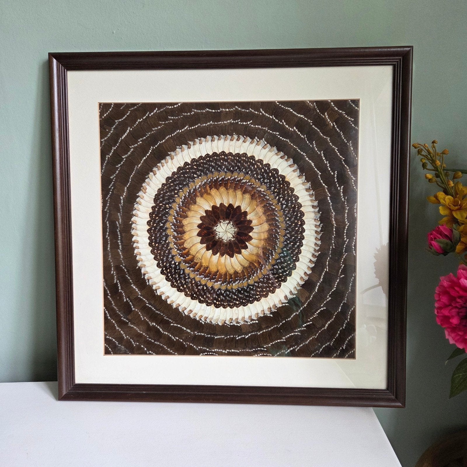 Vintage vlinder mandala, Antiek en Kunst, Kunst | Schilderijen | Abstract, Ophalen of Verzenden