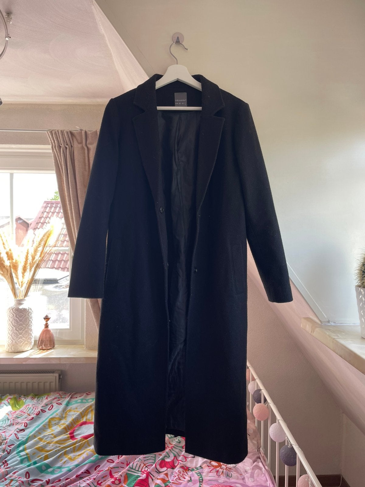Lange mantel jas, zwart, primark, maat s, Ophalen of Verzenden, Gedragen, Maat 36 (S), Zwart