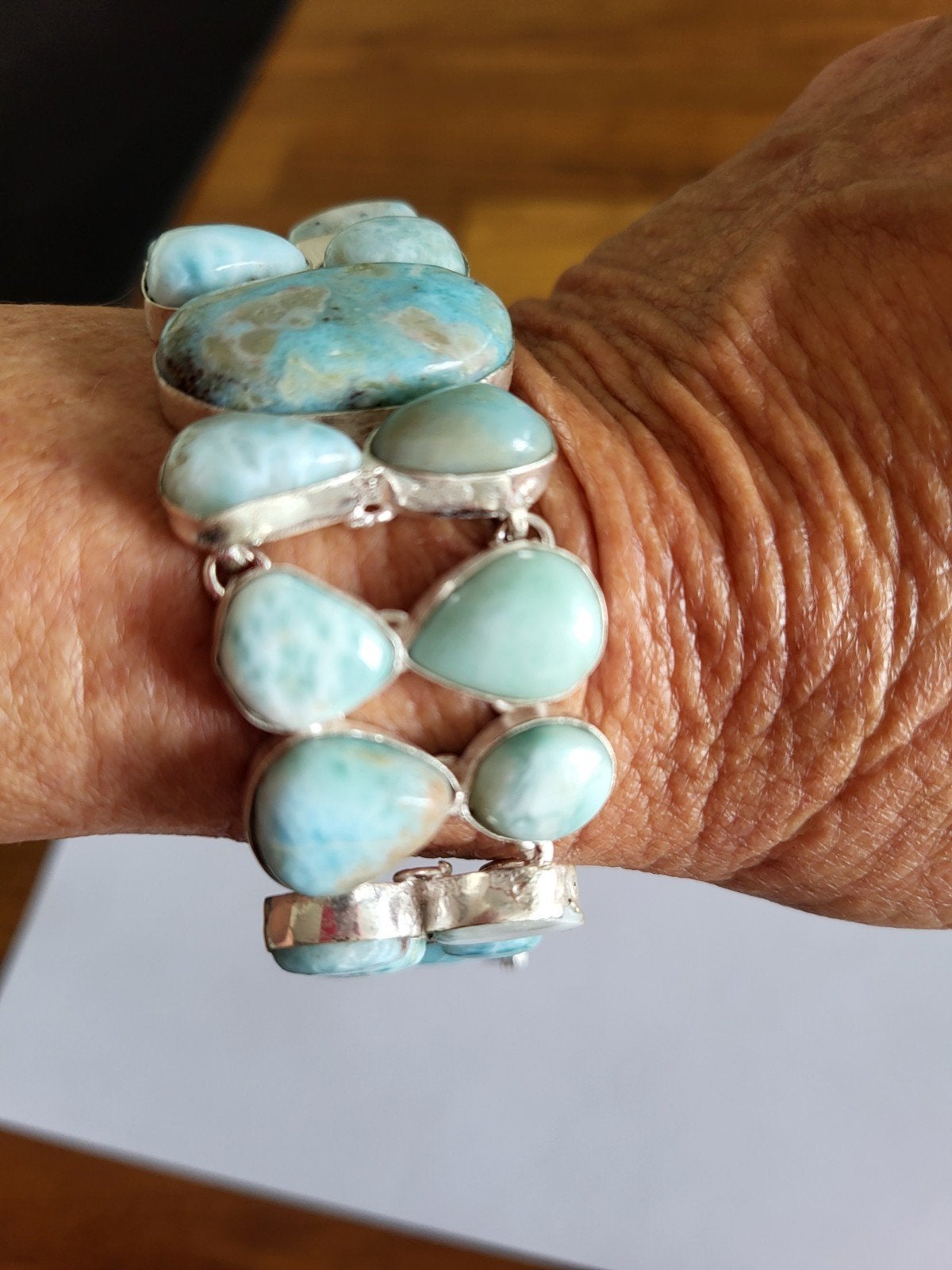 Zilveren 925 Armband met Larimar Edelstenen, Blauw, Nieuw, Ophalen of Verzenden, Met edelsteen