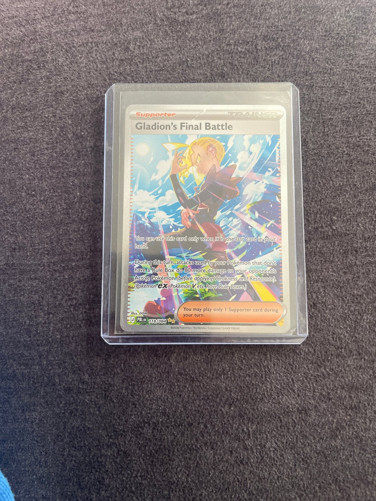 Pokemon Kaart Gladion's Final Battle Supporter Trainer, Ophalen of Verzenden, Zo goed als nieuw, Losse kaart