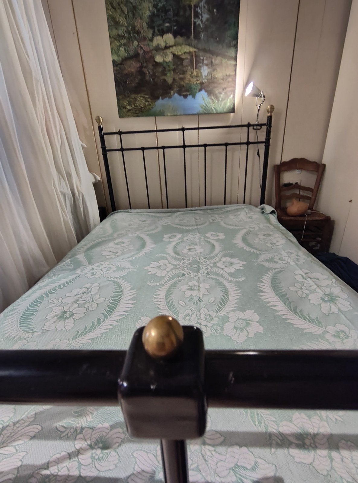 Vintage metalen IKEA Svelvik bedframe met messing knoppen, Ophalen of Verzenden