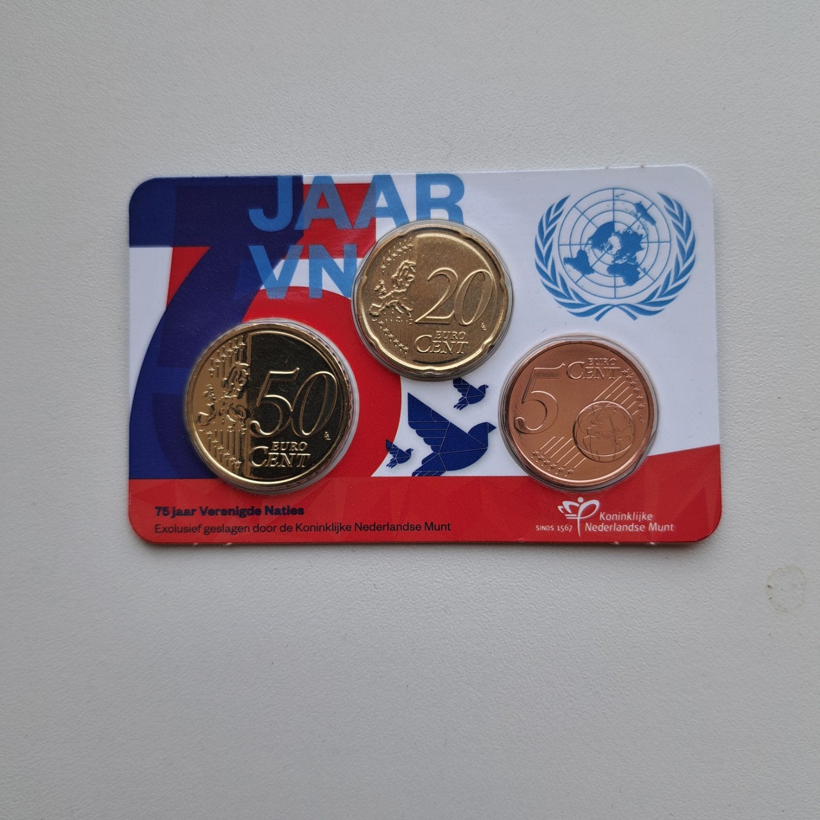 Coincard 75 jaar Verenigde Naties KNM 2020, Ophalen of Verzenden, Euro's, Setje