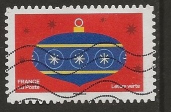 Frankrijk 343, kerstbal voor peceetje, Verzenden, Gestempeld