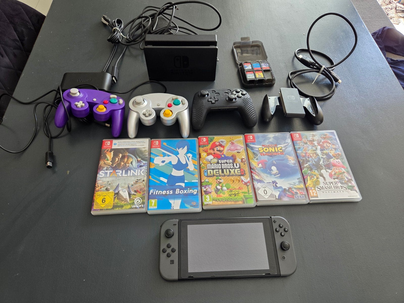 Nintendo Switch Original met 5 games en 4 controllers, Ophalen of Verzenden, Switch Original, Met 3 controllers of meer, Gebruikt