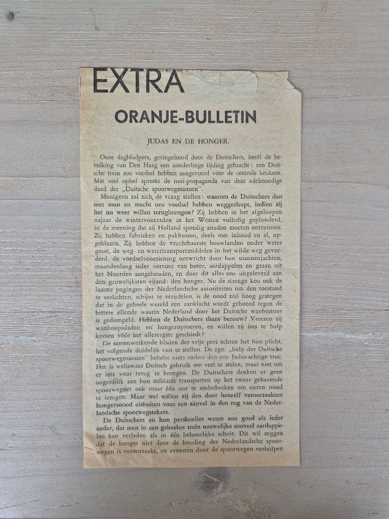 Illegale pers verzetskrant Oranje Bulletin Extra, Verzamelen, Ophalen of Verzenden, Nederland