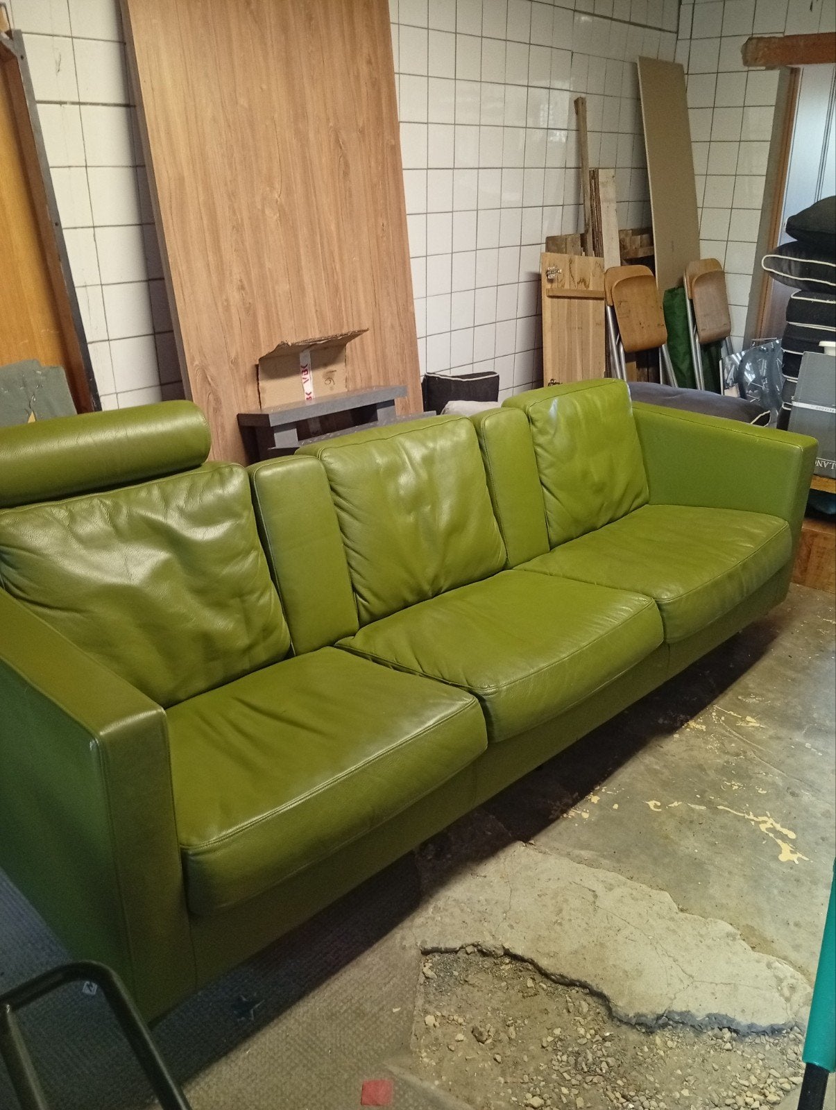 Leren retro bankstel van Montel., Ophalen, 75 tot 100 cm, Leer, 200 tot 250 cm