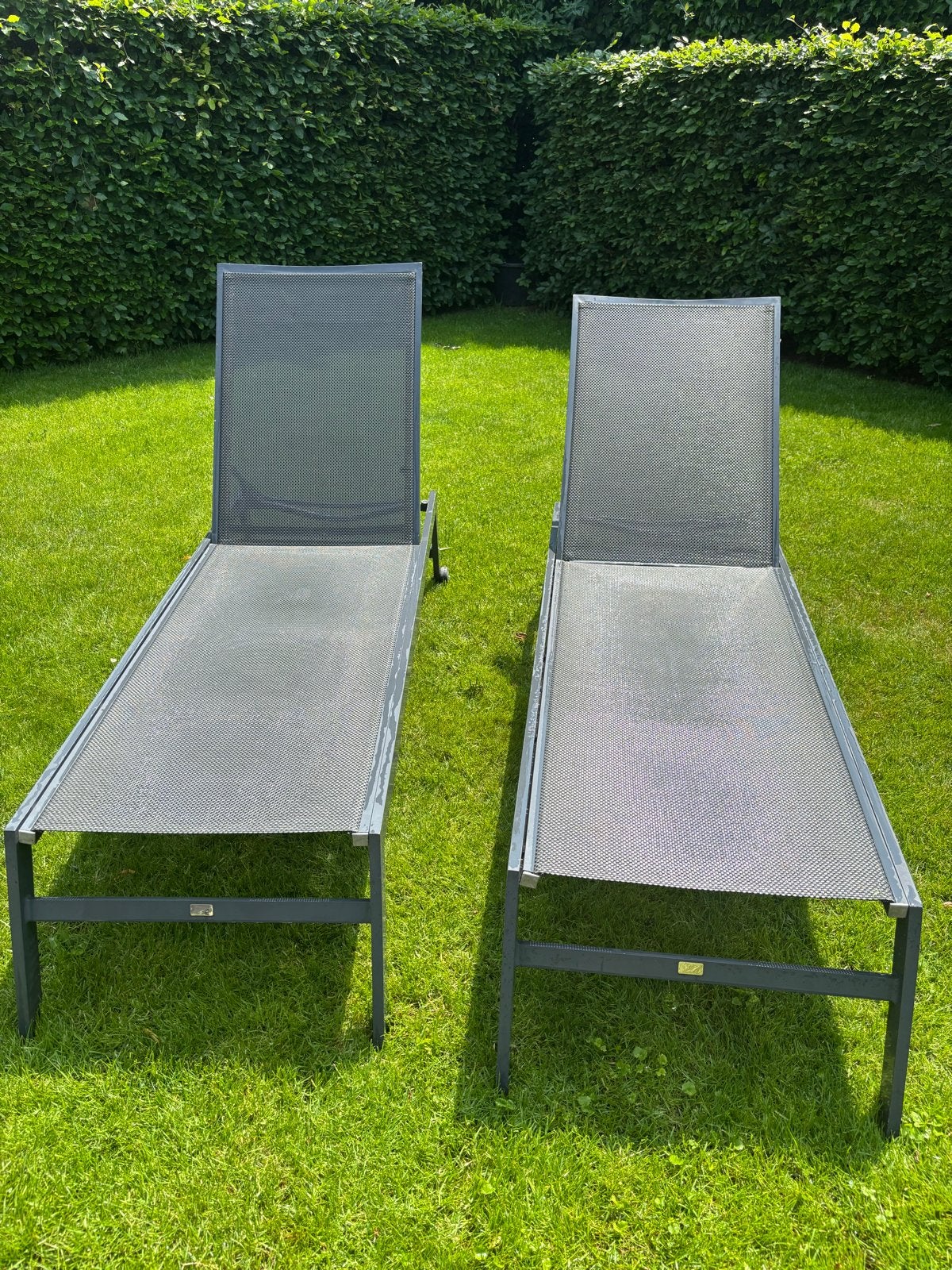 2x Ligstoelen (prijs voor 2), Ophalen, Gebruikt, Metaal, Verstelbaar