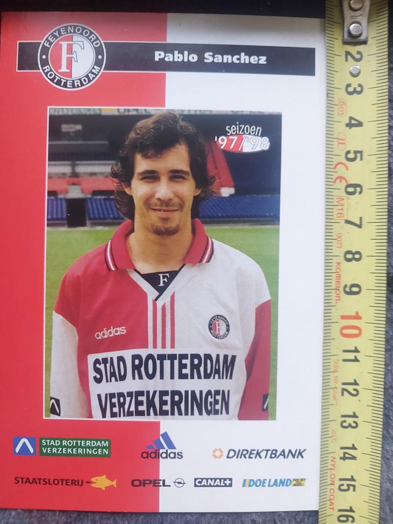 Feyenoord Spelerskaart Pablo Sanchez Seizoen '97/'98, Verzamelen, Sportartikelen en Voetbal, Ophalen of Verzenden
