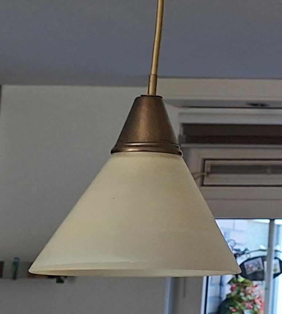 Hanglamp met glazen kap - Modern design, Ophalen, Gebruikt, Glas, 75 cm of meer