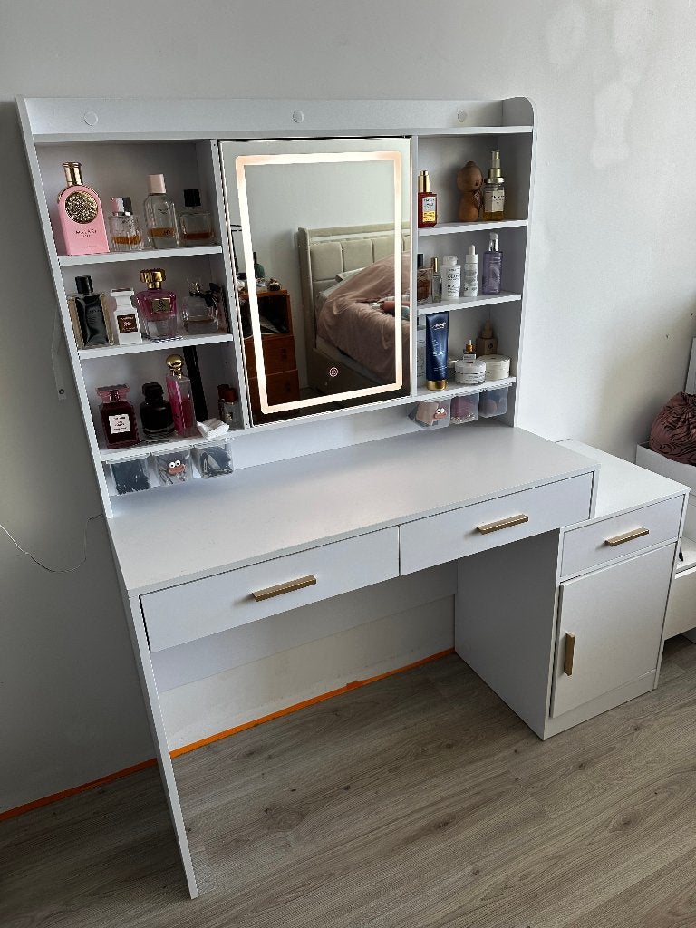 Modern Beauty Vanity Desk with LED Mirror – Adjustable Light, Huis en Inrichting, Tafels | Kaptafels, Ophalen, Overige materialen